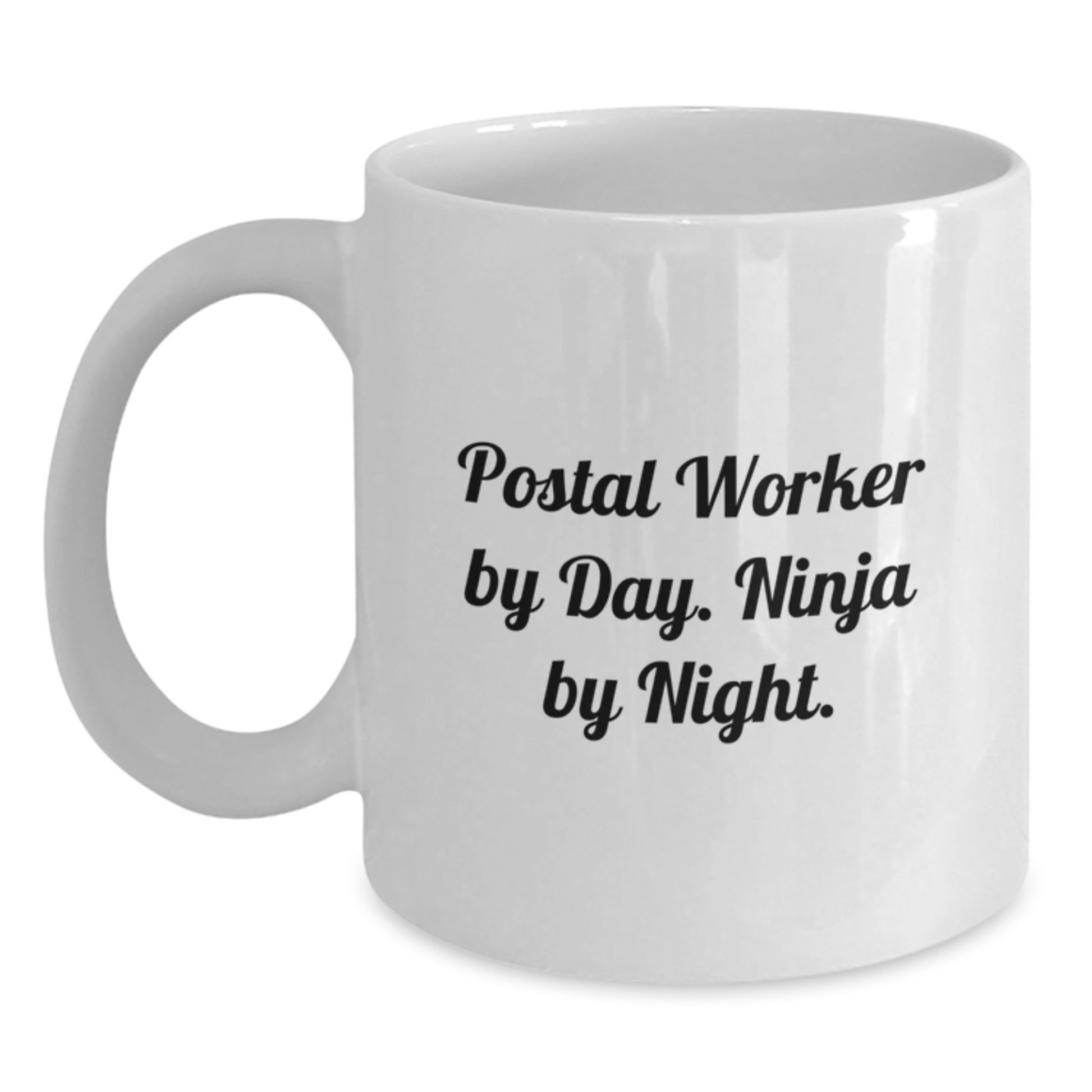 Funny Postal Worker Gifts for Men, White Coffee Mug, 'Postal Worker By Day. Ninja By Night.' - Unique Graduation Unique Gifts from Friends - Main