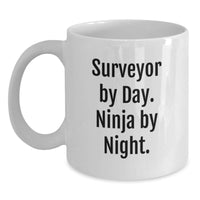 Load image into Gallery viewer, Funny Surveyor White Coffee Mug, Gifts from Friends for Men Surveyor, Surveyor By Day. Ninja By Night. Christmas Unique Gifts - Main
