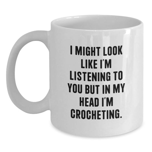 Crocheting Keepsake Premium White Coffee Mug for Him Birthday Gift - Main