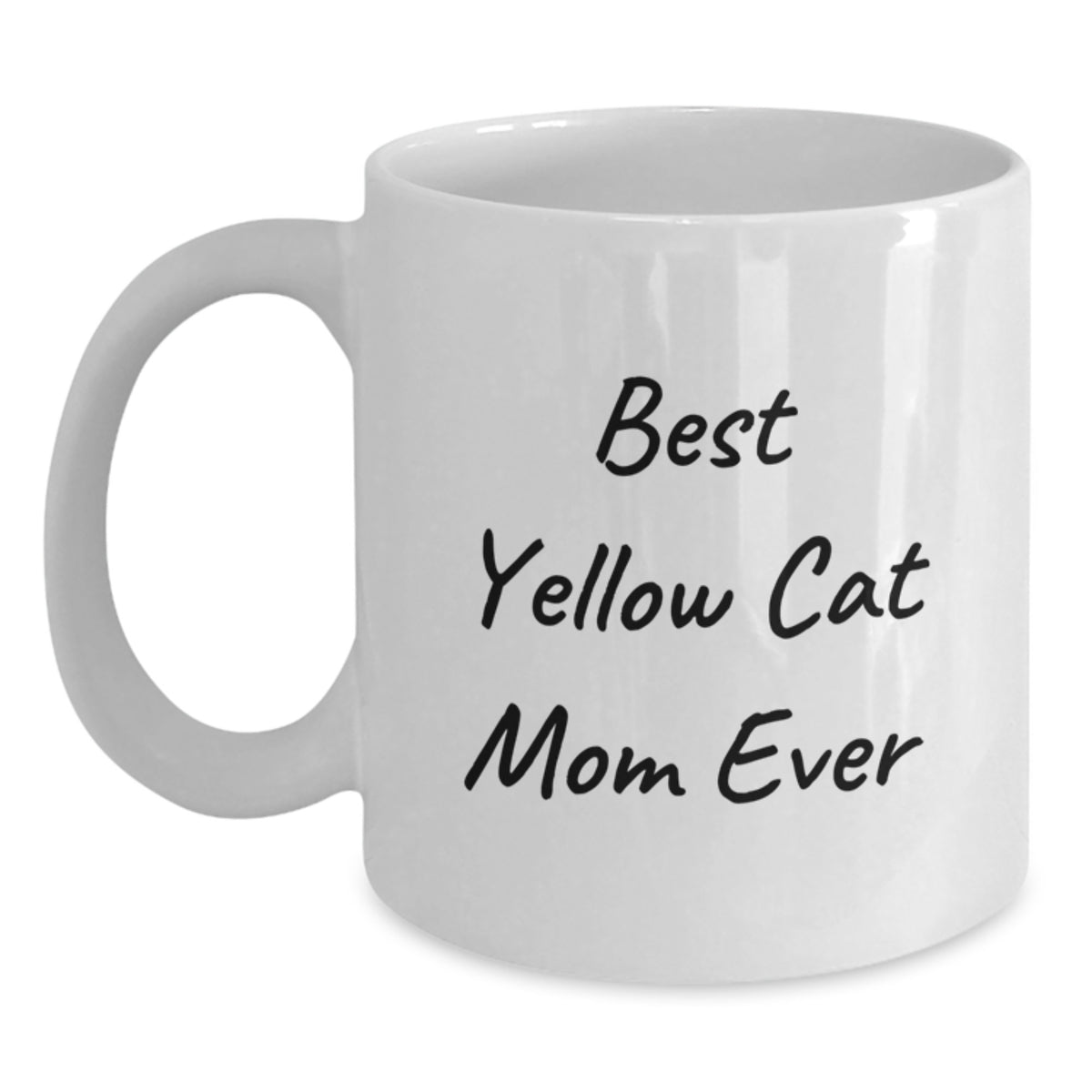 Funny Yellow Cat Mom Ever Gifts, White Coffee Mug, Birthday Unique Present from Family to Friends - Main
