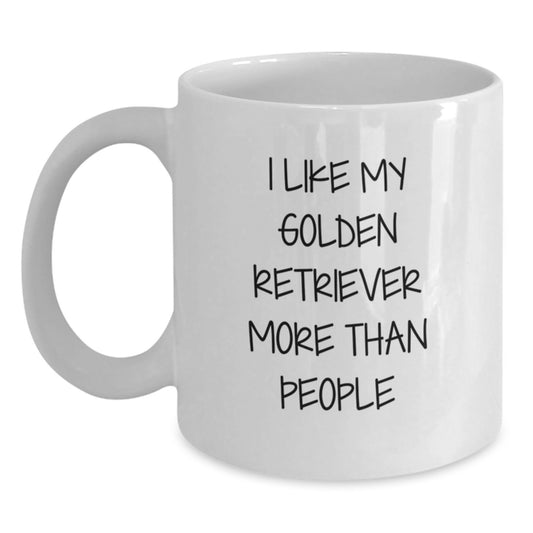 Funny Golden Retriever Dog Gifts from Family for Golden Retriever Lover Birthday Unique Mugs - I Like My Golden Retriever More Than People White Coffee Mug - Main