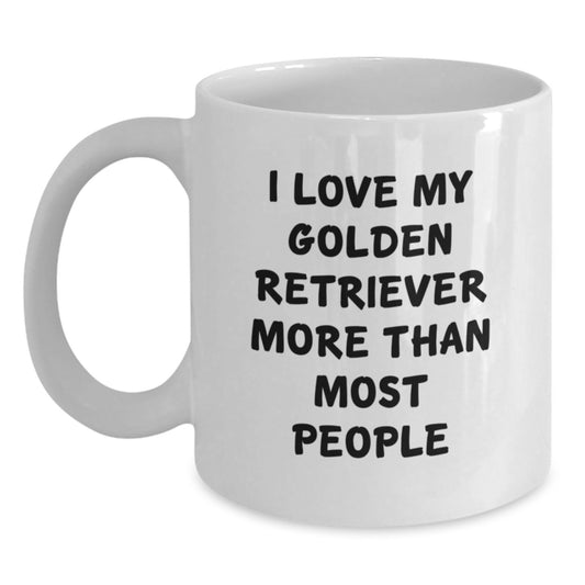 Funny Golden Retriever Dog Lovers Gifts from Family Friends - I Love My Golden Retriever More Than Most People Birthday Unique Mug - Main