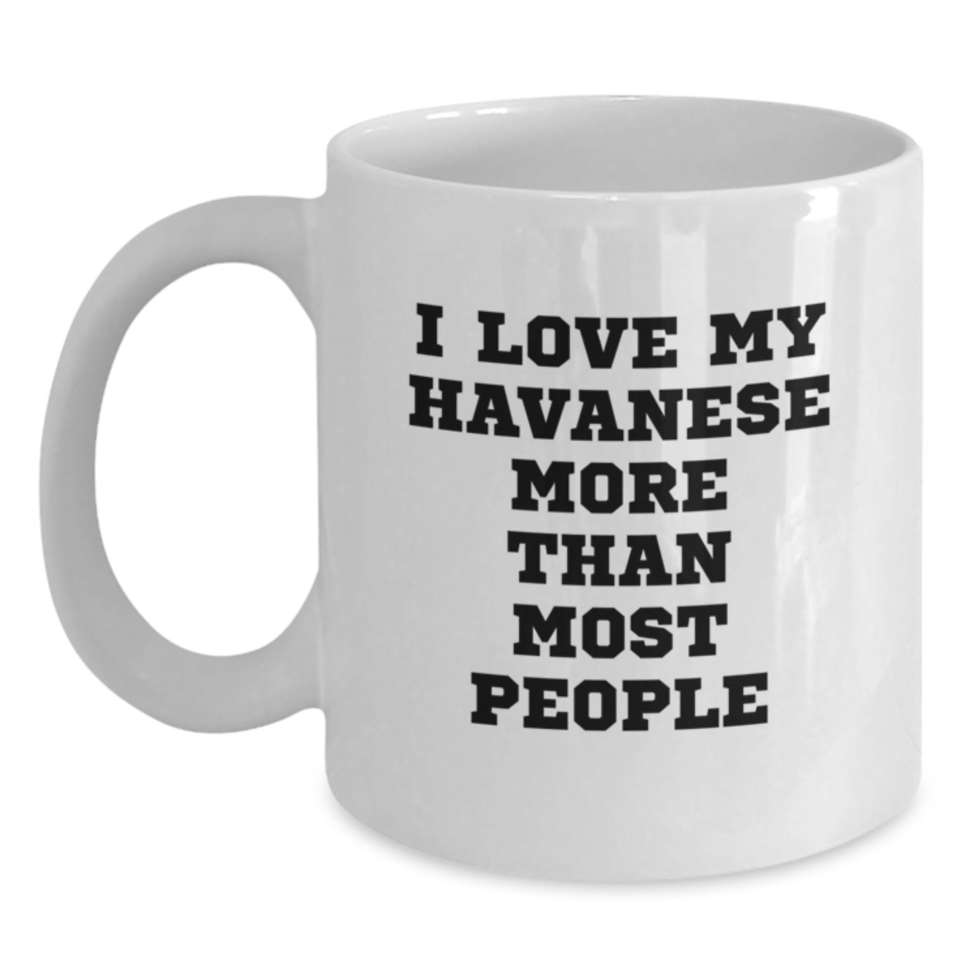 Funny Havanese Dog Lover Gifts, Unique White Coffee Mug for Havanese Dog Owners, Birthday Unique Gifts from Friends to Family with I Love My Havanese More Than Most People - Main