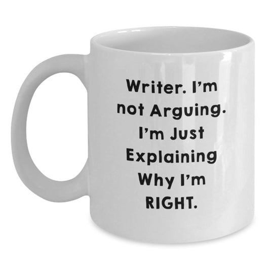 Writer Humor Gifts from Friends, Funny White Coffee Mug for Writer, Perfect Birthday Unique Gift for Him or Her - Main
