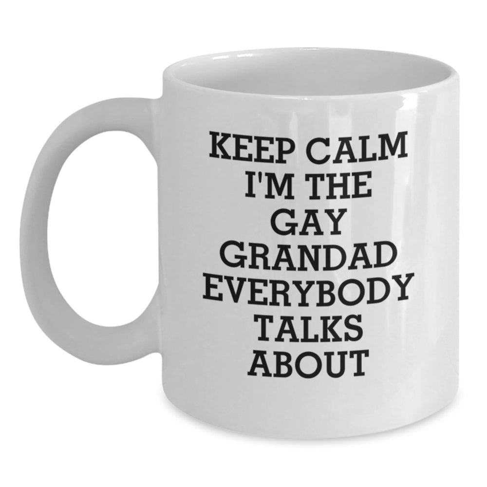 Funny Keep Calm Grandad Gifts for Him from Friends - Unique White Coffee Mug for Graduation - Main