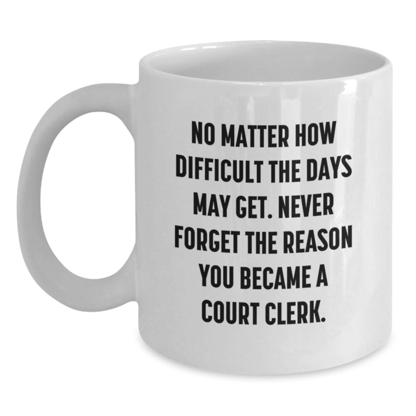 Court Clerk Christmas Unique Gifts from Friends and Family - Inspirational White Coffee Mug - Never Forget Your Reason - 11oz or 15oz Ceramic - Main