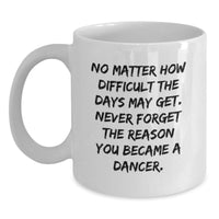 Load image into Gallery viewer, Inspirational Dancer Gifts from Friends, Family, or Coworkers - &#39;No Matter How Difficult The Days...&#39; White Coffee Mug for Dancers, Birthday Unique Gifts - Main
