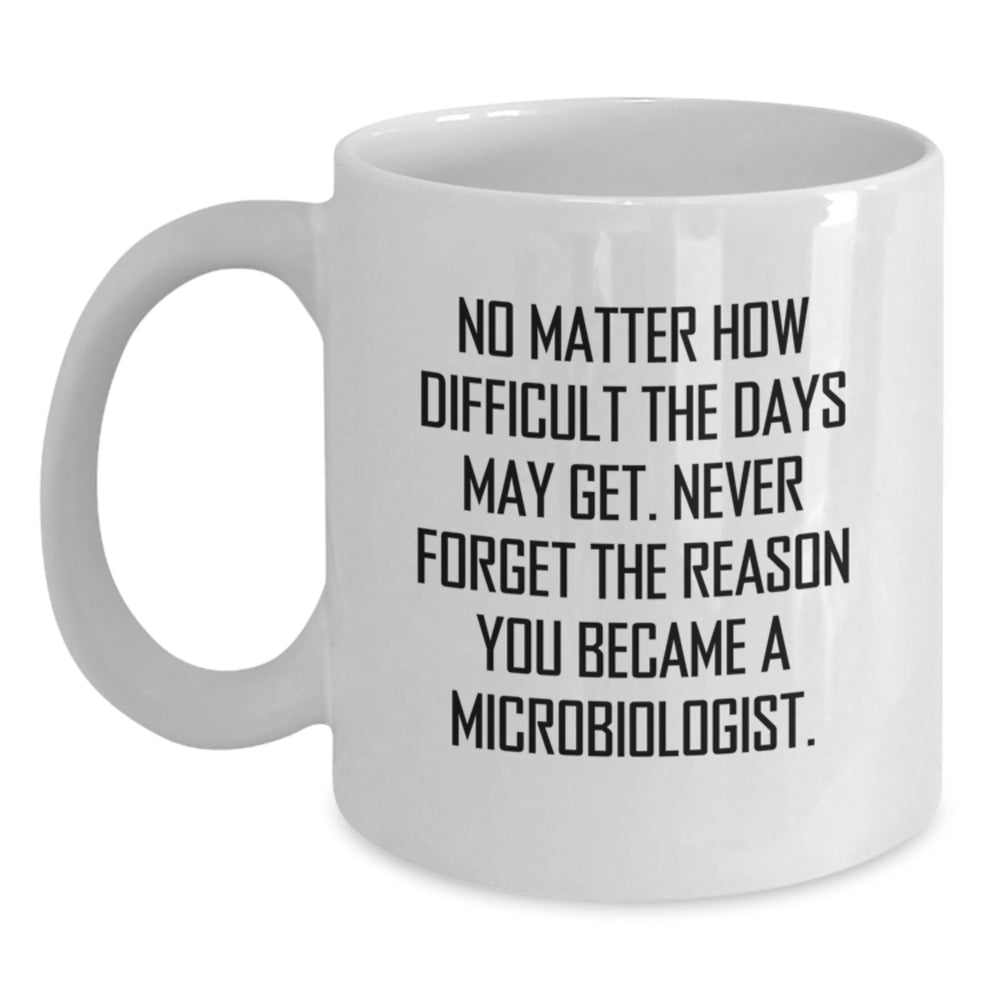 Inspirational Microbiologist Gifts from Friends, Funny Quote on White Coffee Mug, Graduation Unique Gifts for Microbiologist Men, 11oz or 15oz Ceramic Safe - Main