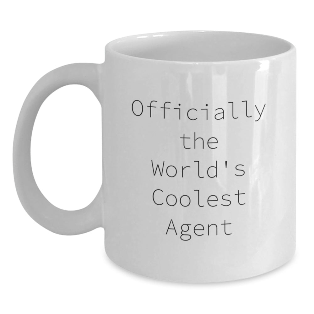 Funny Agent Coffee Mug Gifts from Friends to Agents - Officially The World's Coolest Agent, White Coffee Mug for Agents, Christmas Unique Gifts for Agents - Main