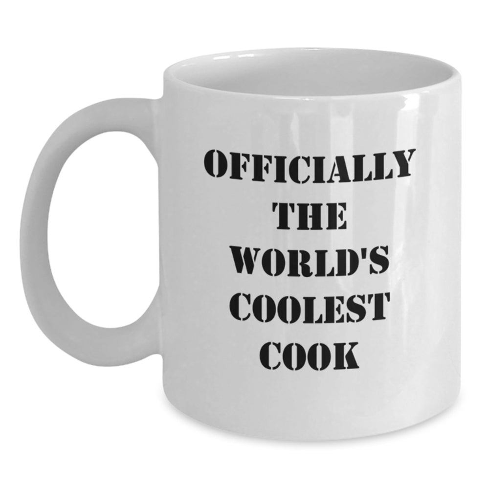 Christmas Unique Gifts for Cool Cooks Officially The World's Coolest Cook White Coffee Mugs Funny Quote Men Gifts - Main