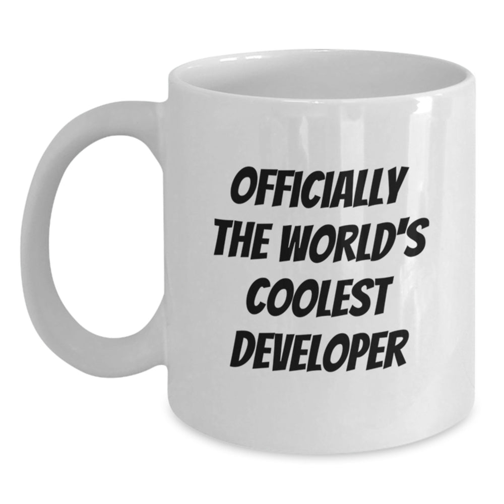 Funny Gift for Developer Friends, Inspirational Quote White Coffee Mug, Ideal Christmas Unique Gifts from Friends to Developer Colleagues - Main