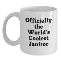 Load image into Gallery viewer, Funny Janitor Gifts from Friends for Janitor, White Coffee Mug, Officially The World&#39;s Coolest Janitor Christmas Unique Presents - Main

