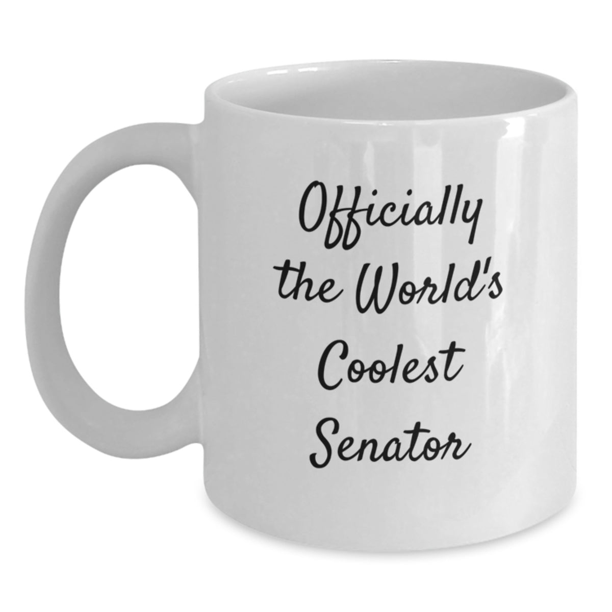 Funny Senator Gifts for Men - 'Officially The World's Coolest Senator' White Coffee Mug, White 11oz/15oz Ceramic Mug, Christmas Unique Gifts from Friends and Family - Main