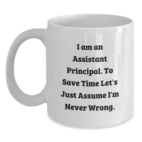Load image into Gallery viewer, Funny Assistant Principal Gifts, White Coffee Mug, I&#39;m Never Wrong - Gifts from Family to Assistant Principal - Main
