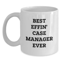 Load image into Gallery viewer, Funny Christmas Unique Gifts from Coworkers to Case Managers - Best Effin&#39; White Coffee Mug, Case Manager Appreciation, Unique Office Mugs - Main

