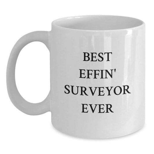 Funny Surveyor Gifts from Men, Best Effin' Surveyor Ever White Coffee Mug for Surveyor, Unique Christmas Unique Gifts - Main
