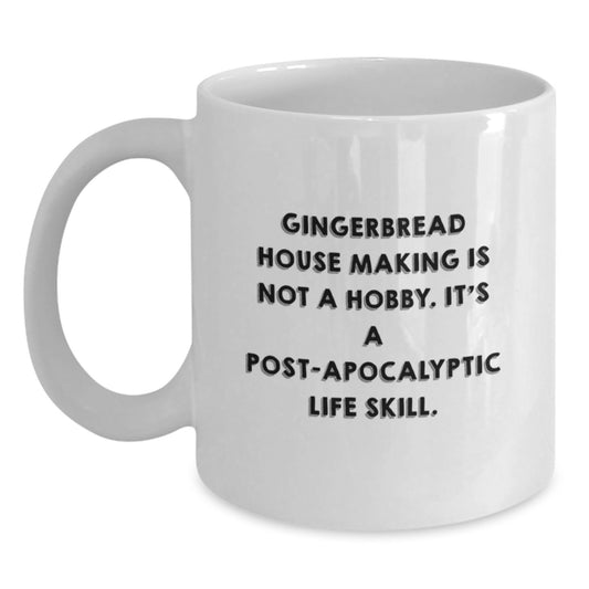 Gingerbread House Making Funny Quote Gifts from Men to Friends Unique Christmas Mugs for Gingerbread House Making Enthusiasts, White Coffee Mug - Main