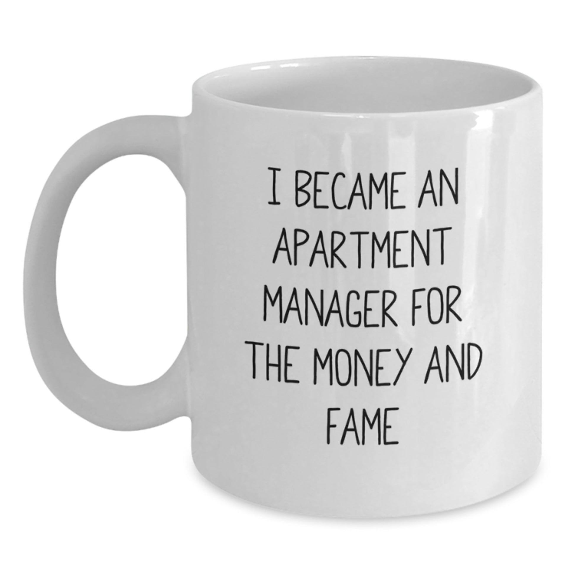 Funny Apartment Manager Gifts for Women, White Coffee Mug, I Became an Apartment Manager for the Money and Fame, Unique Mother's Day Unique Gifts for Her - Main