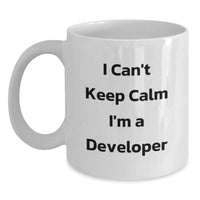 Load image into Gallery viewer, Funny Developer Gifts from Friends, Lover I Can't Keep Calm I'm A Developer White Coffee Mug for Teenage Boys, Valentine's Unique Gifts for Coworkers - Main
