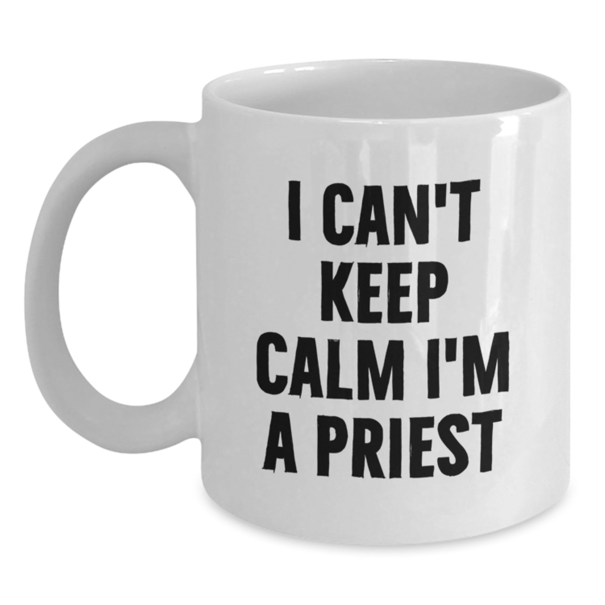 Funny I'm a Priest Gift for Him Unique White Coffee Mug Valentine's - Main