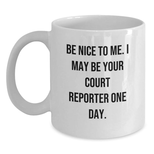 Funny Court Reporter Gifts Court Reporter Quotes White Coffee Mug for Dad Father's Day Unique Gifts from Family to Court Reporter Men - Main
