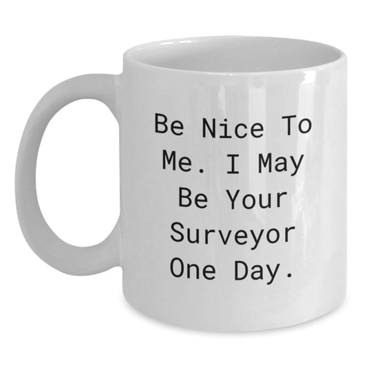 Funny Quote Surveyor White Coffee Mug, Unique Gifts from Men to Surveyor Friends on Father's Day - Main