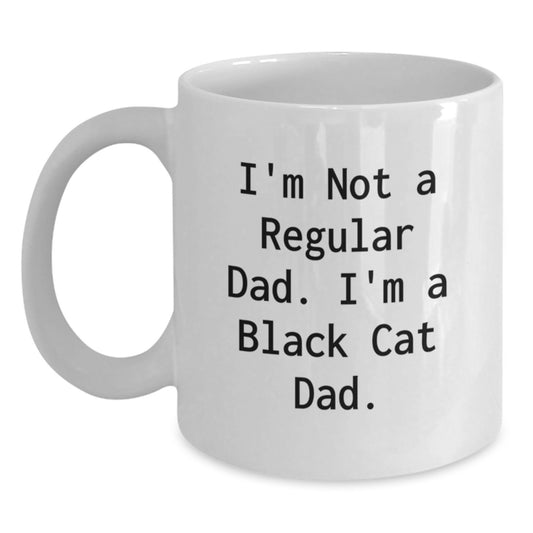 Funny Black Cat Dad Gifts for Men, Unique White Coffee Mug for Dad from Son or Daughter on Graduation Day - Main
