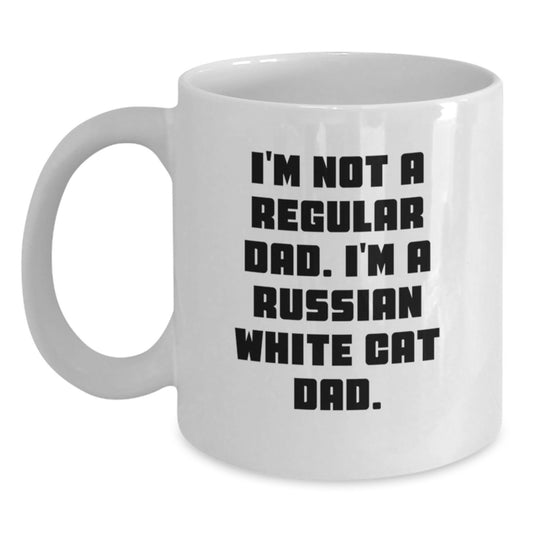 Funny Russian White Cat Dad Gifts from Men to Family Members for Graduation Unique White Coffee Mug - Main