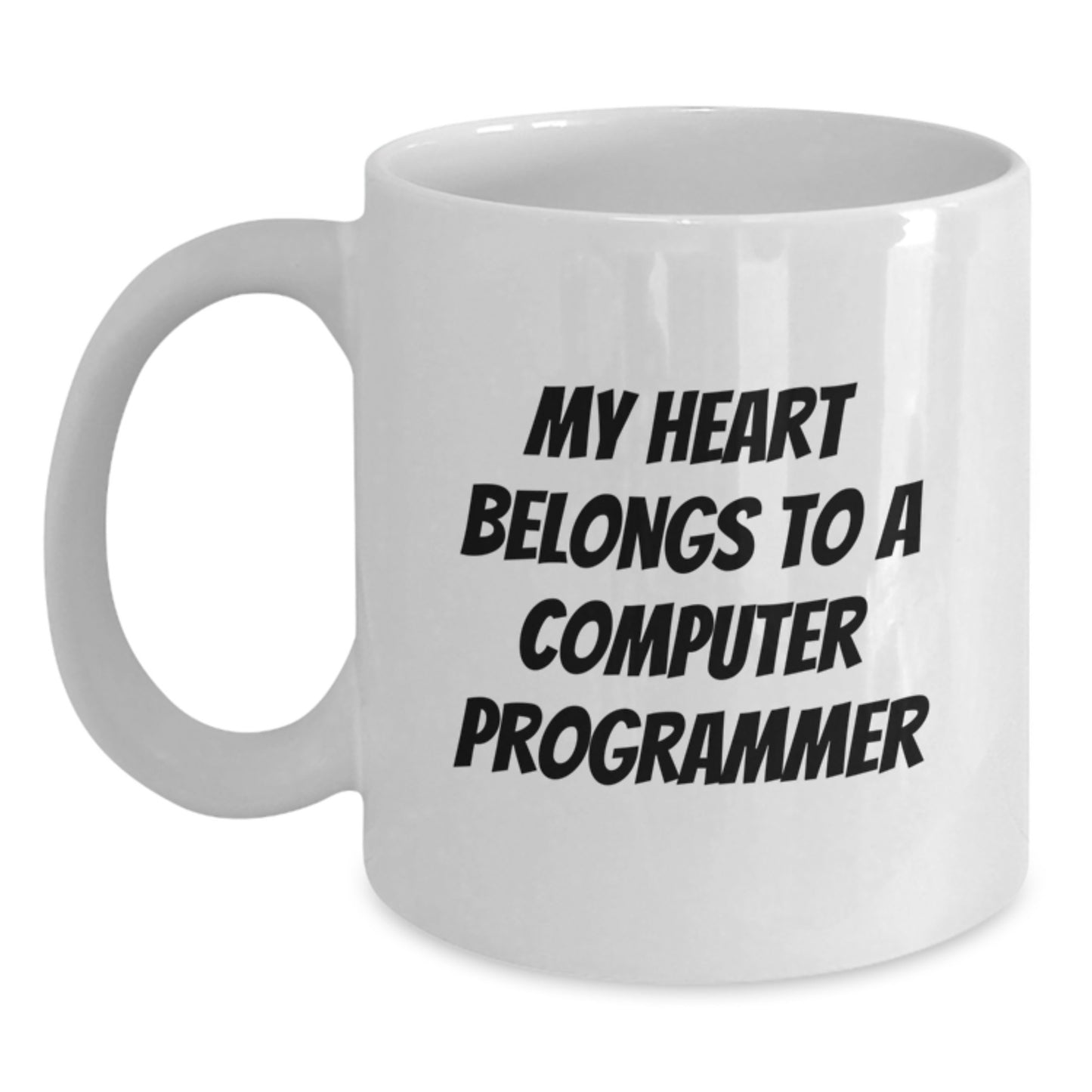 Funny Computer Programmer White Coffee Mug, Valentine's Unique Gifts from Men to Women, My Heart Belongs To A Computer Programmer, White Ceramic Mug - Main