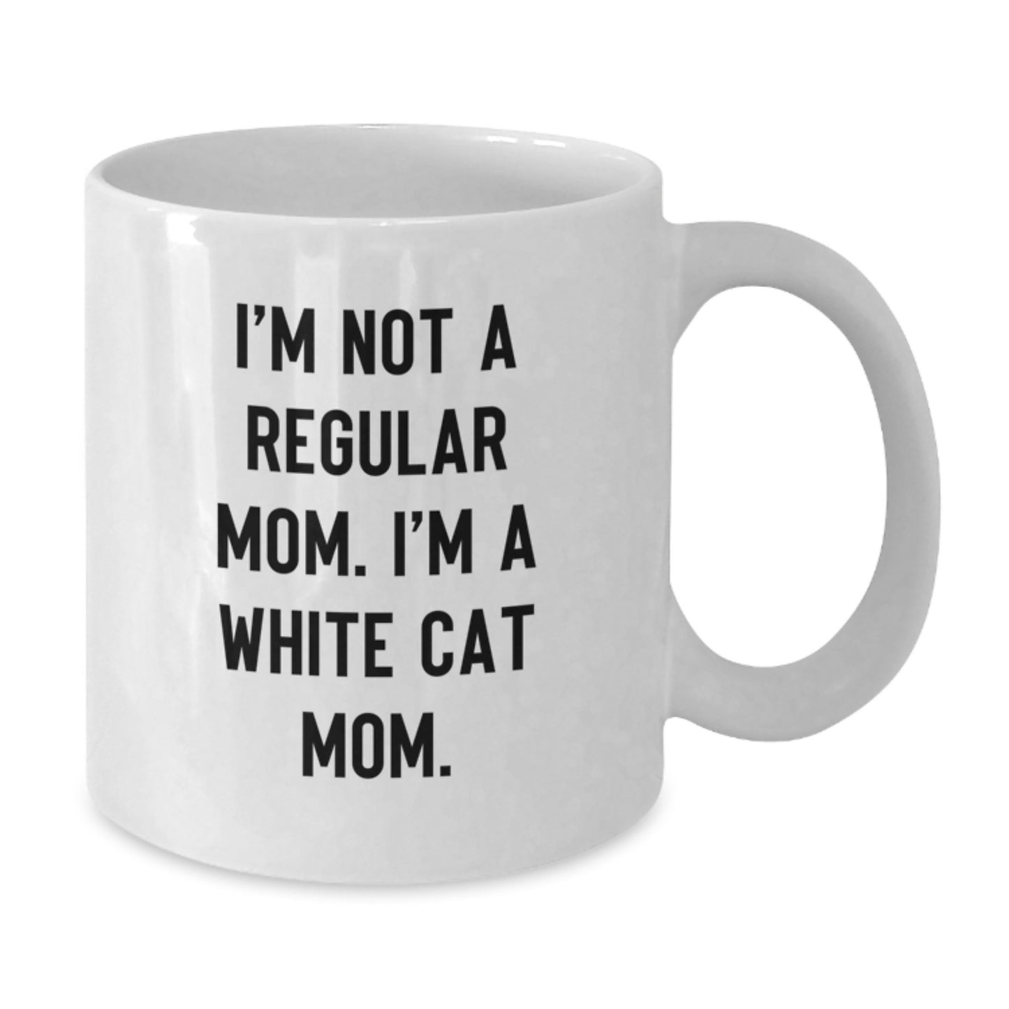 Funny White Cat White Coffee Mug, Gifts from Mom to White Cat Lover, Unique White Cat Graduation Gifts for Her - Additional