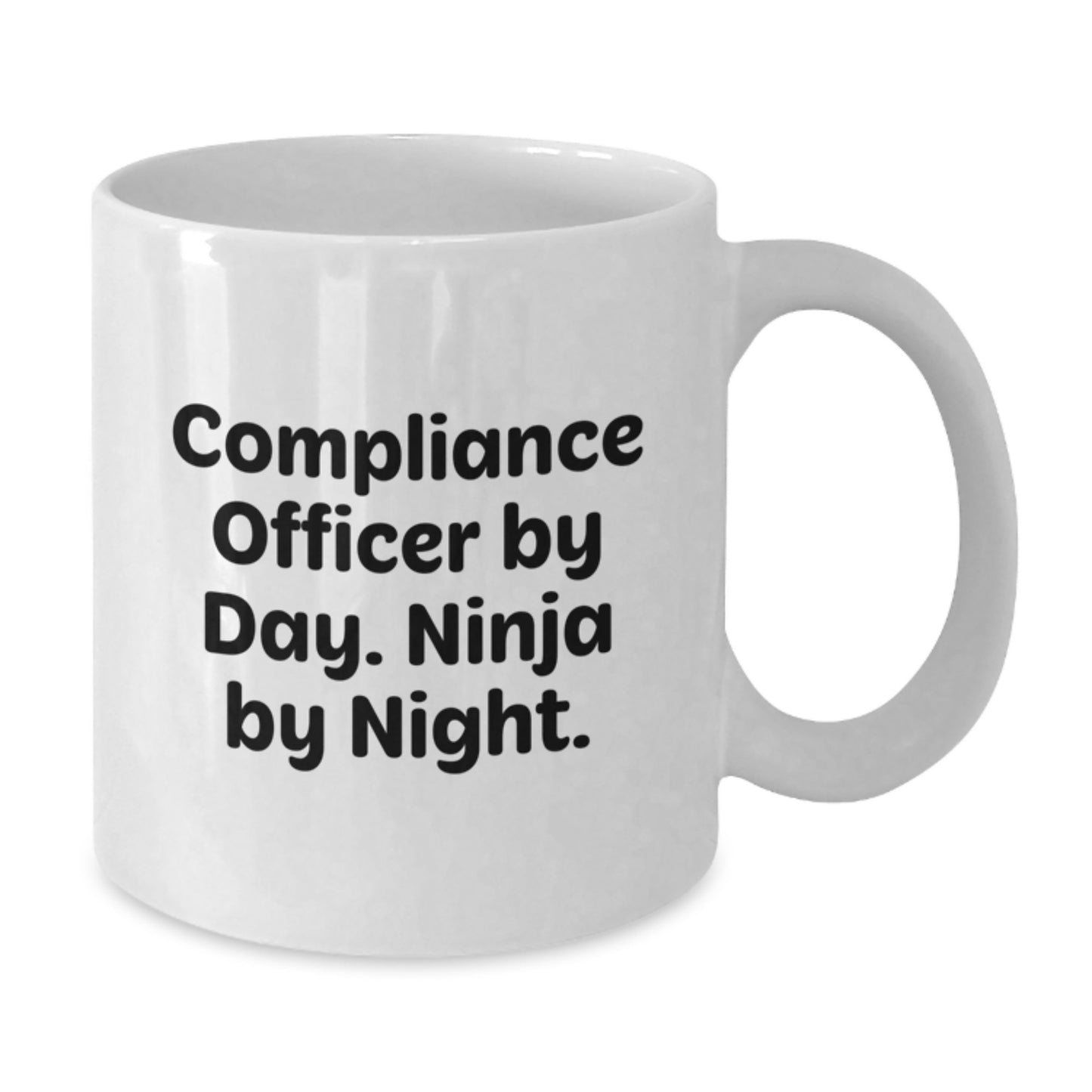 Funny Compliance Officer Gifts for Men Women Friends Coworkers Family, White Coffee Mug, 'Compliance Officer By Day. Ninja By Night.' - Additional