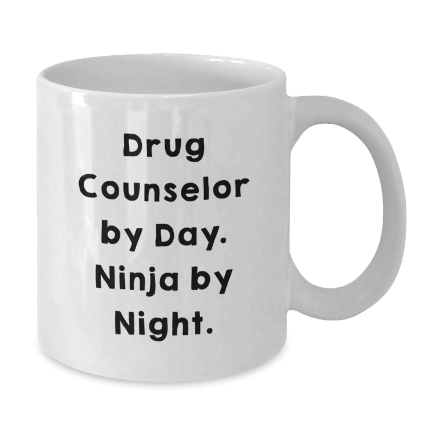 Funny Graduation Gifts for Drug Counselor Friends from Coworkers - White Coffee Mug, 'Drug Counselor By Day. Ninja By Night.' Quote - Additional
