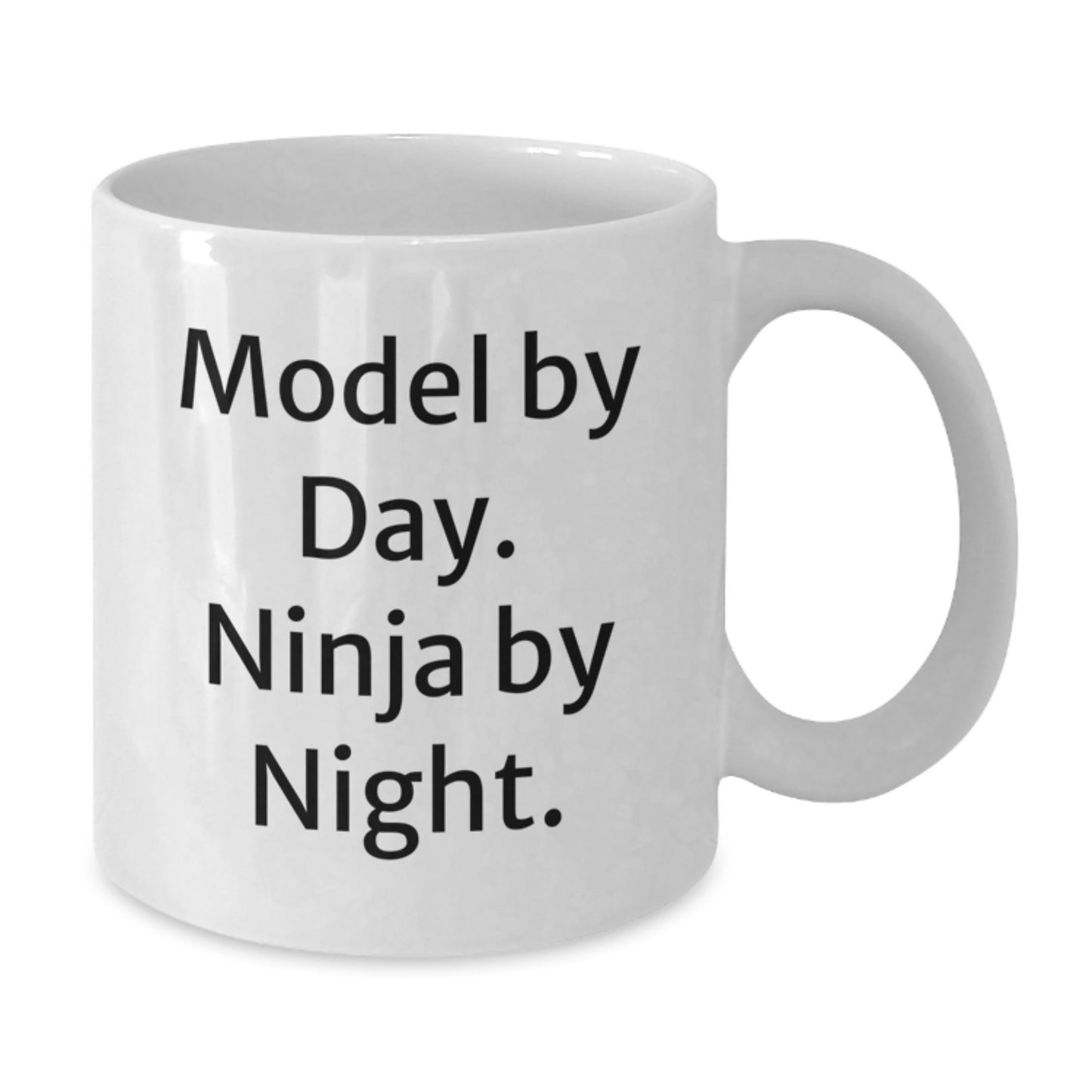 Funny Model Gifts, White Coffee Mug, 'Model By Day. Ninja By Night.' - Perfect Graduation Gifts for Model Enthusiasts, Model Friends, or Model Family Members from Friends, Family, or Coworkers - Additional