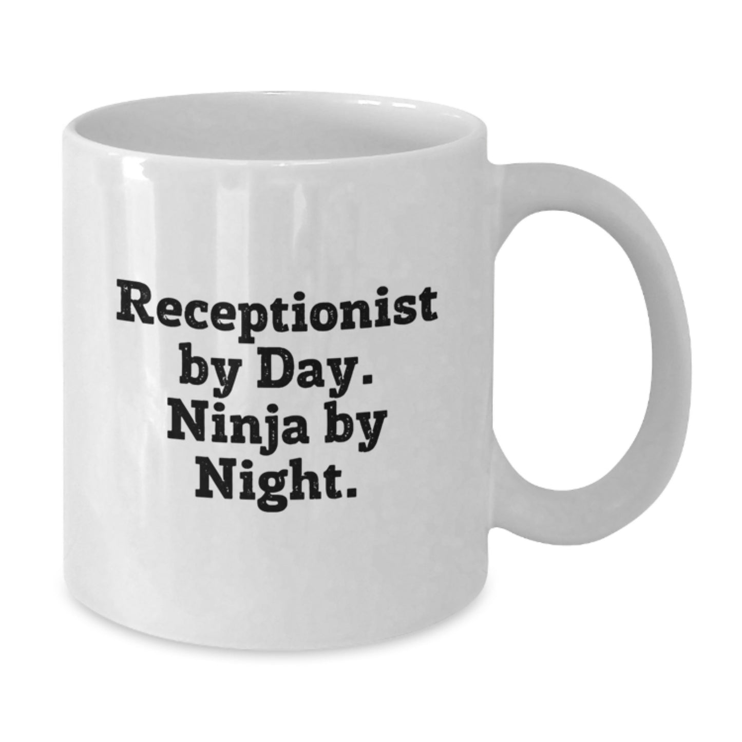 Funny Receptionist Gifts for Graduation - White Coffee Mug, 'Receptionist By Day. Ninja By Night.' - Gifts from Friends or Family - Additional