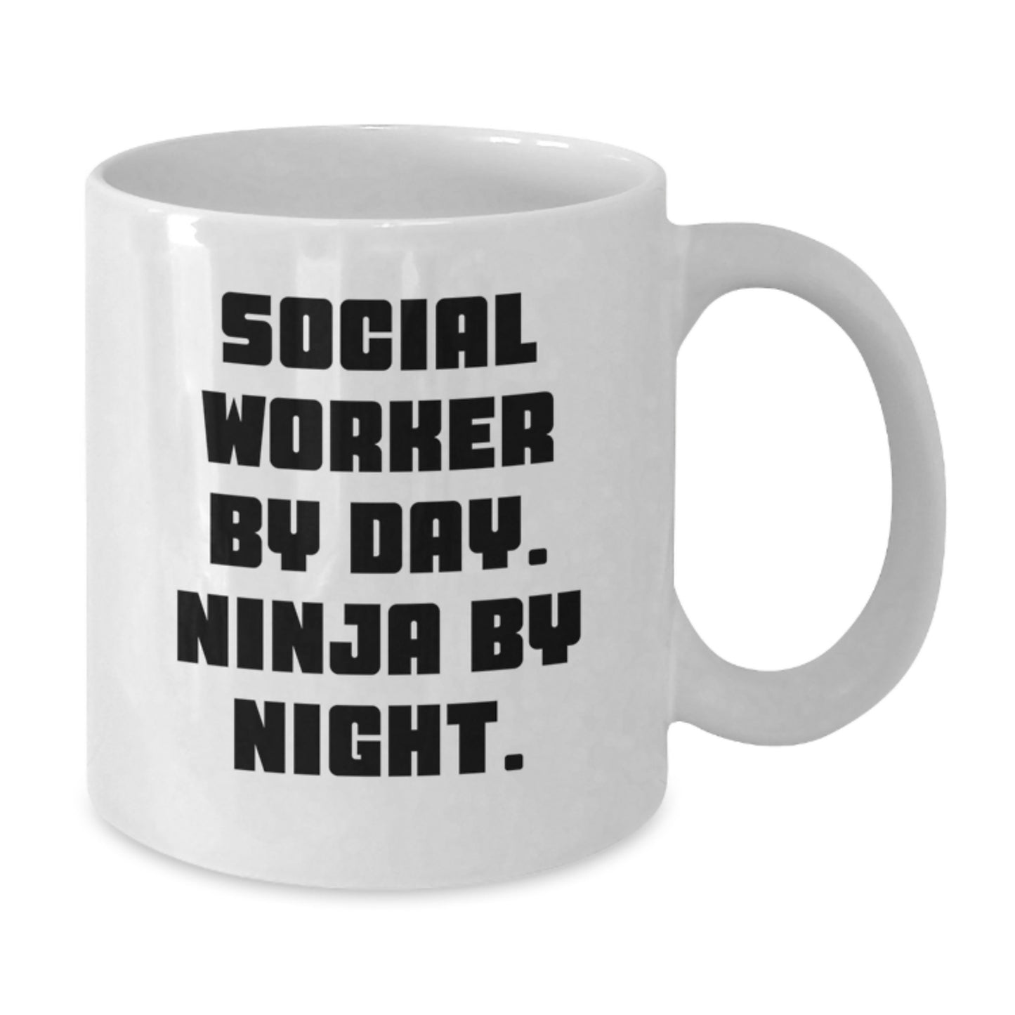 Funny Social Worker Gifts from Friends, White Coffee Mug for Social Worker By Day Ninja By Night, Unique Graduation Unique Gifts for Social Worker - Additional