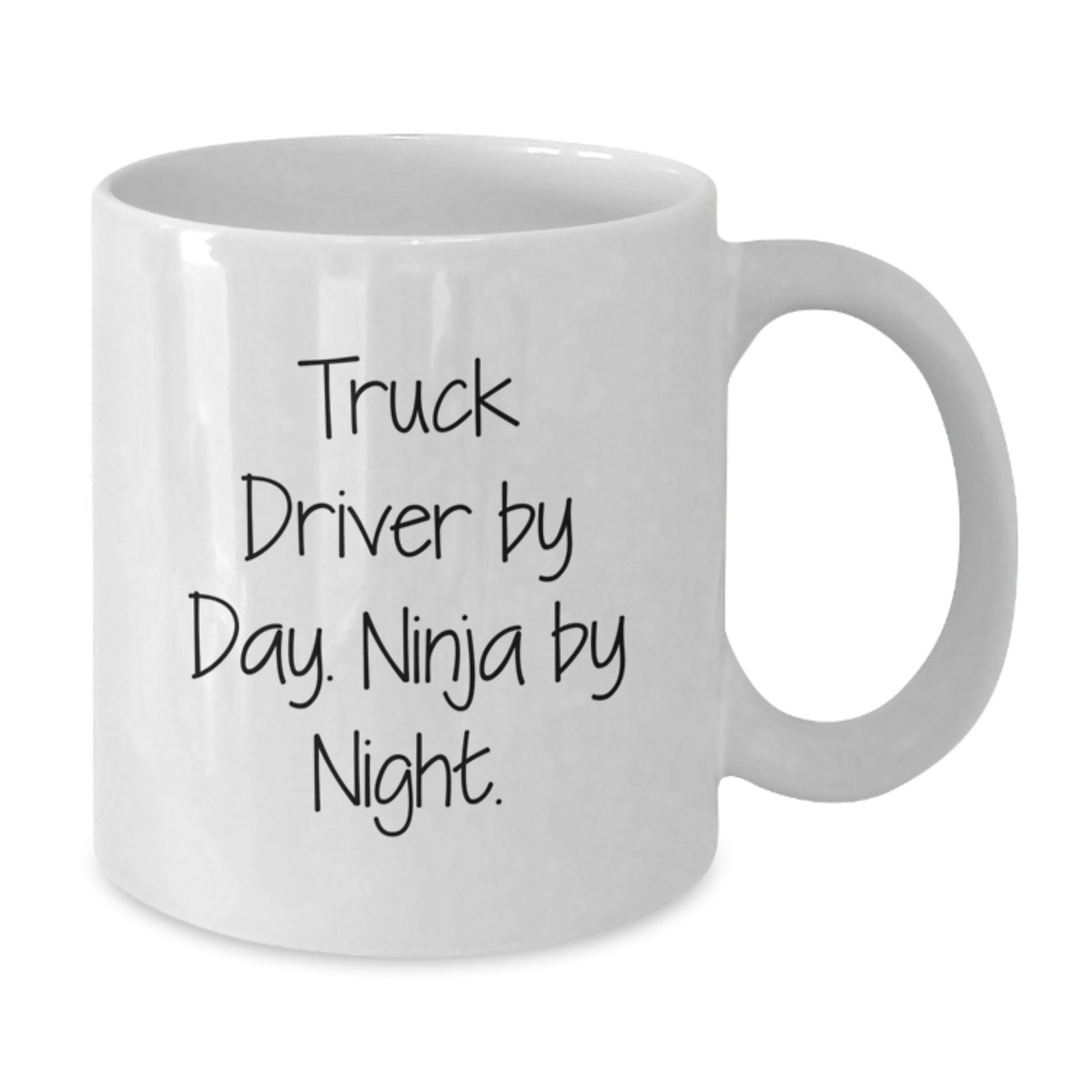 Funny Truck Driver Gifts from Men to Men - White Coffee Mug 'Truck Driver By Day. Ninja By Night.' - Additional