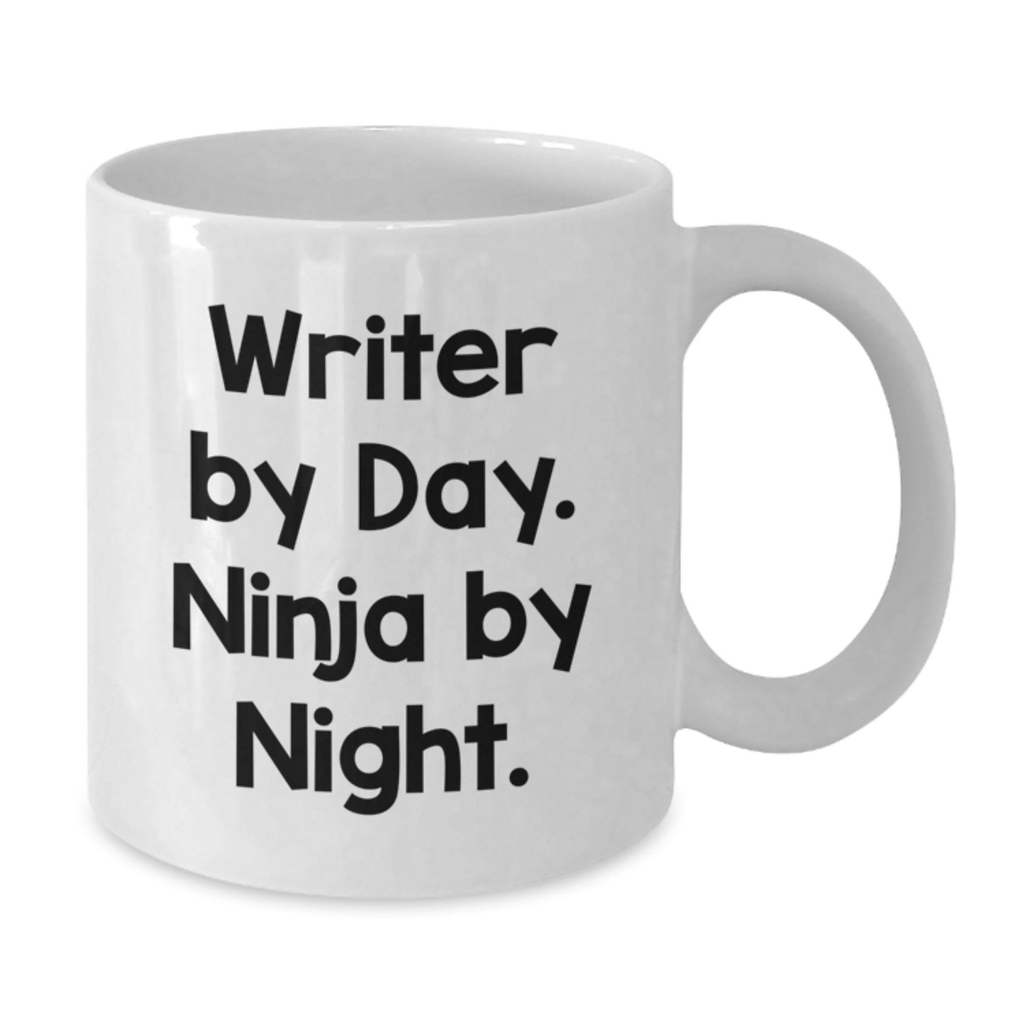 Funny Writer Gifts, White Coffee Mug, 'Writer By Day. Ninja By Night.' - Perfect Birthday Unique Gifts for Writers from Friends or Family - Additional