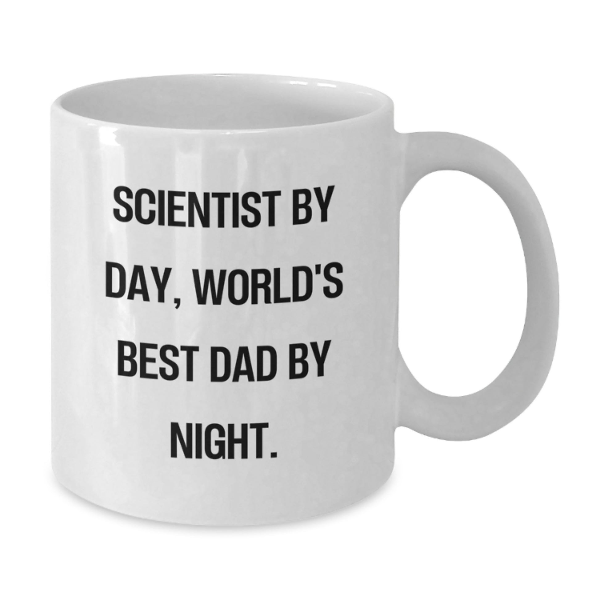 Funny Scientist Gifts for Men - 'Scientist By Day, World's Best Dad By Night.' Quote on White Coffee Mug for Graduation - Gifts from Dad to Scientist - Additional