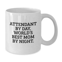 Load image into Gallery viewer, Funny Attendant Gifts for Christmas Unique Gifts from Mom to Attendant By Day, World's Best Mom By Night White Coffee Mug - Additional
