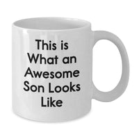 Load image into Gallery viewer, Funny Son Gifts from Mom - This Is What An Awesome Son Looks Like White Coffee Mug for Graduation - Additional
