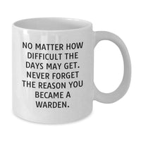 Load image into Gallery viewer, Warden White Coffee Mug, Funny Inspirational Quote, Gifts from Men, Birthday Unique Gifts for Warden - Additional
