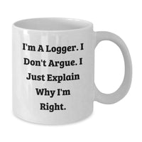 Load image into Gallery viewer, Funny Logger Gifts for Him, I'm Right White Coffee Mug, Graduation Unique Gifts from Friends, Family, or Coworkers - Additional
