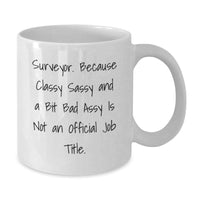 Load image into Gallery viewer, Funny Surveyor Gifts - White Coffee Mug for Birthday, &#39;Surveyor. Because Classy Sassy And A Bit Fearlessy Is Not An Official Job Title.&#39; - Gifts from Friends, Coworkers or Family - Additional
