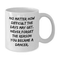Load image into Gallery viewer, Inspirational Dancer Gifts from Friends, Family, or Coworkers - &#39;No Matter How Difficult The Days...&#39; White Coffee Mug for Dancers, Birthday Unique Gifts - Additional
