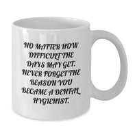 Load image into Gallery viewer, Inspirational Dental Hygienist Gifts, White Coffee Mug for Birthday, 'Never Forget the Reason You Became a Dental Hygienist', Gifts from Friends to Coworkers, 11oz or 15oz - Additional
