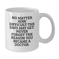 Load image into Gallery viewer, Doctor&#39;s Humor White Coffee Mug, Gifts from Friends for Doctor&#39;s Birthday, Inspirational Quote, 11oz or 15oz Capacity, Ceramic, Microwave, Dishwasher Safe - Additional
