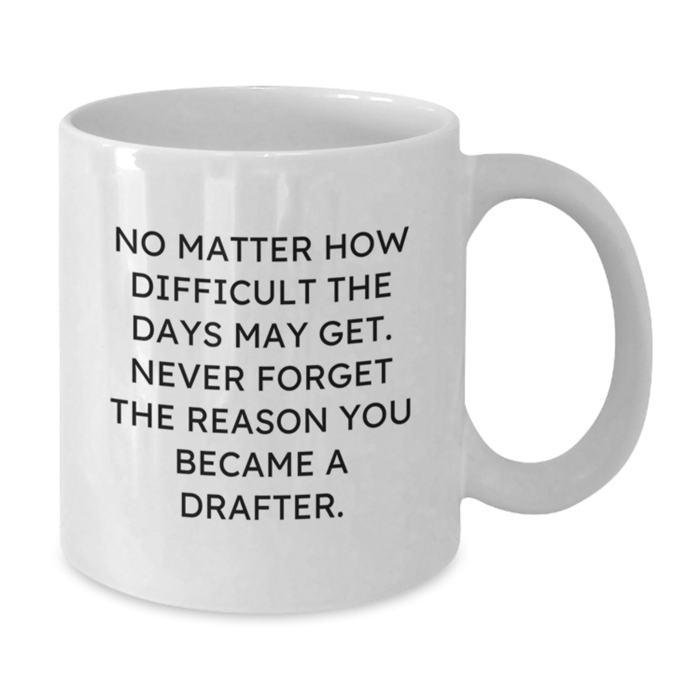 Funny Drafter Quotes White Coffee Mug, Gifts from Friends to Inspirational Drafter on Birthday, 'No Matter How Difficult...', 11oz or 15oz Capacity, Ceramic, Microwave, and Dishwasher Safe - Additional