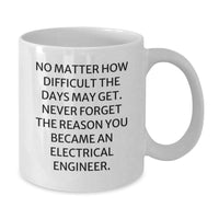 Load image into Gallery viewer, Funny Electrical Engineer White Coffee Mug Gifts for Birthday, Gifts from Friends to Electrical Engineer, No Matter How Difficult The Days May Get. - Additional
