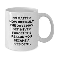 Load image into Gallery viewer, Inspirational President Gifts, Funny Quote on White Coffee Mug, Gifts from Men for President Birthday, Unique White Coffee Mug for President - Additional
