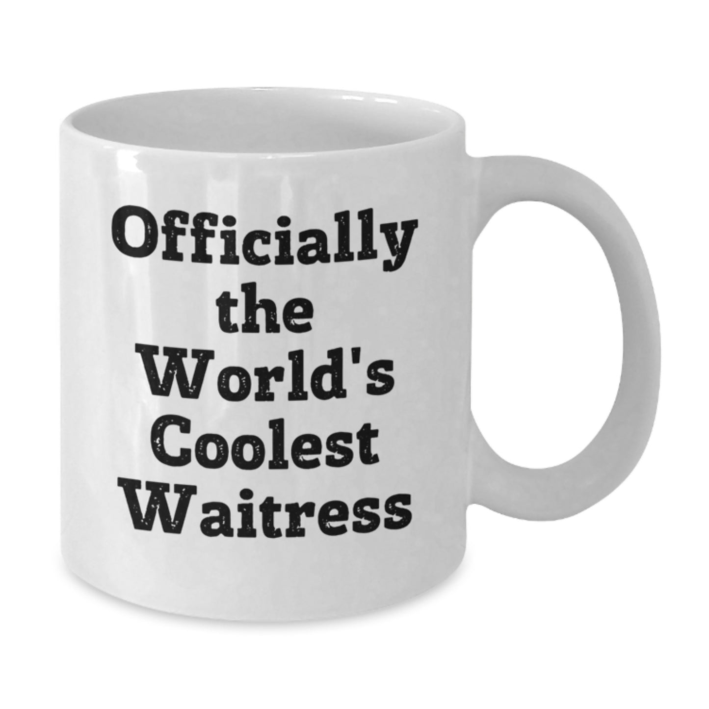 Funny Gifts from Friends and Family for the Officially World's Coolest Waitress - White Coffee Mug - Perfect for Christmas - Additional